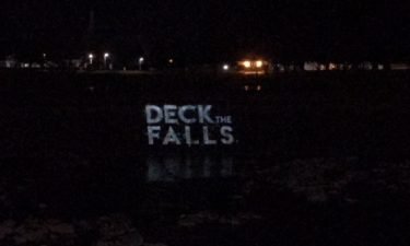 Deck the Falls video and image show by ANDX to be projected on the falls in Idaho Falls over the holidays.
