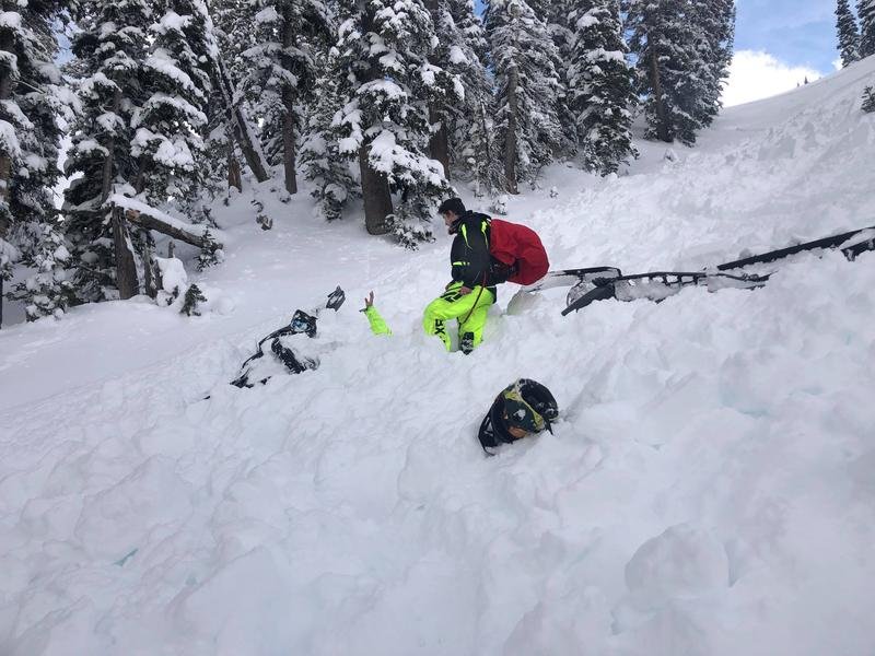An unidentified snowmobiler is caught in an avalanche on Dec. 7, 2019 near the Idaho-Utah border. 
