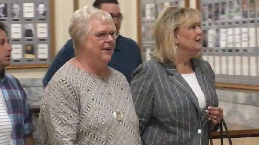 Carol Dodge, Angie Dodge's mother, enters Christopher Tapp's exoneration hearing Wednesday._1563390856977.png_38999790_ver1.0_1280_720