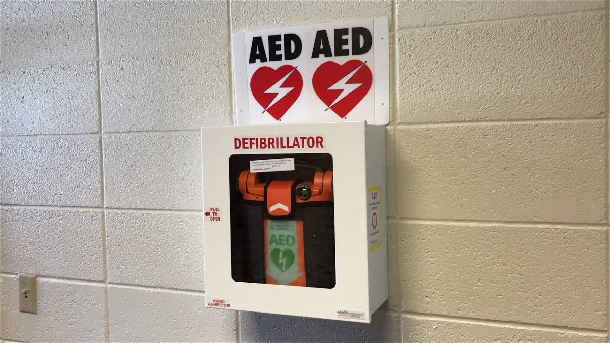 An AED donated to Hillview Elementary School in Ammon, Idaho.