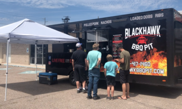 blackhawk bbq pit truck serves customers