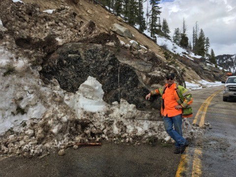 Highway 21 cleanup22_Another massive boulder blocked an entire lane. This is too large to be lauled off as-is.