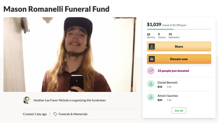 Mason Romanelli funeral fund