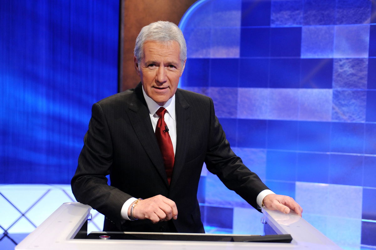 CULVER CITY, CA - APRIL 17: Game show host Alex Trebek poses on the set of the