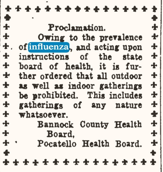 Pocatello Bannock Health Board Warning: From the Oct. 26, 1918 Pocatello Tribune