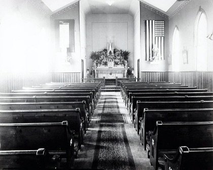 The empty interior of St. Alphonsus Catholic Church in Wallace on Easter Sunday, April 20, 1919