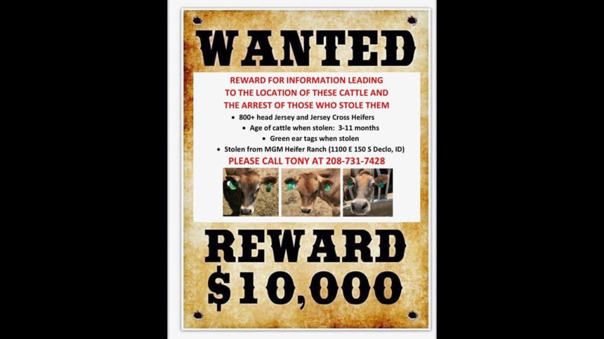 Wanted cattle theft poster
