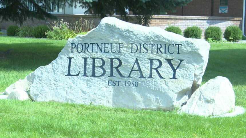 the rock in front of the library