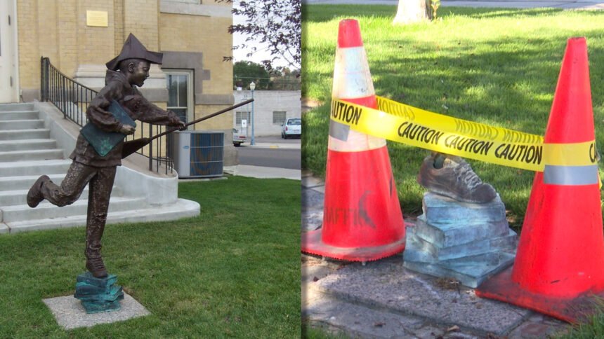 before and after statue outside of marshall public library