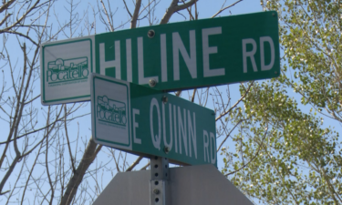 Street sign of Hiline Road and East Quinn Road where shooting on Oct.3 took place
