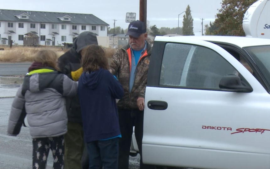 Scouts collecting donations during Saturday's Scouting For Food Drive