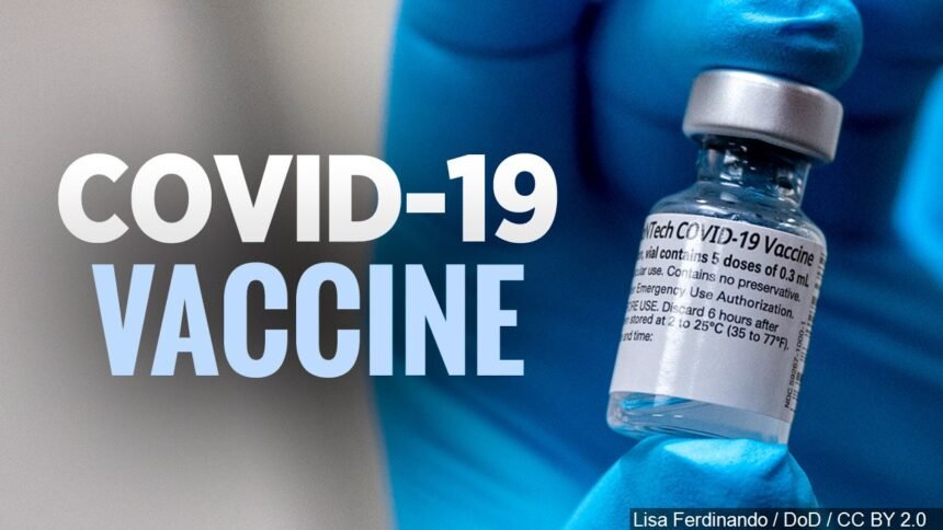 COVID-19 vaccine logo_ Cropped Lisa Ferdinando : DoD : CC BY 2.0
