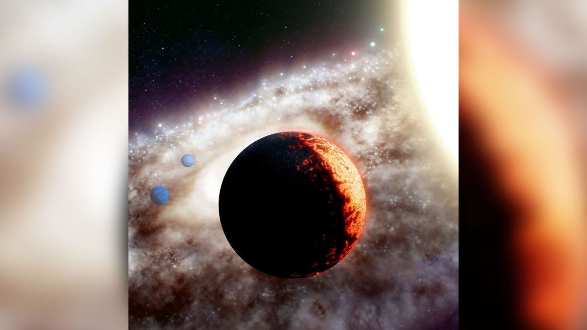 Artist’s rendition of TOI-561, one of the oldest, most metal-poor planetary systems discovered yet in the Milky Way galaxy. (W. M. Keck Observatory/Adam Makarenko)