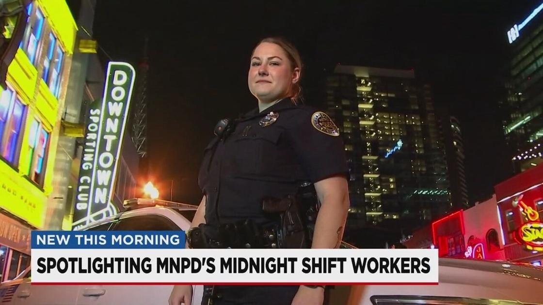 Officer Brenna Hosey and other Metro Nashville Police officers work the midnight shift.