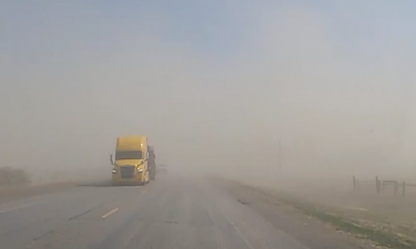 Dust affecting Interstate 15 in Eastern Idaho
