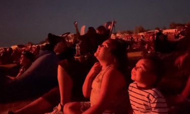 Spectators look on at Firework Celebration in Blackfoot, ID