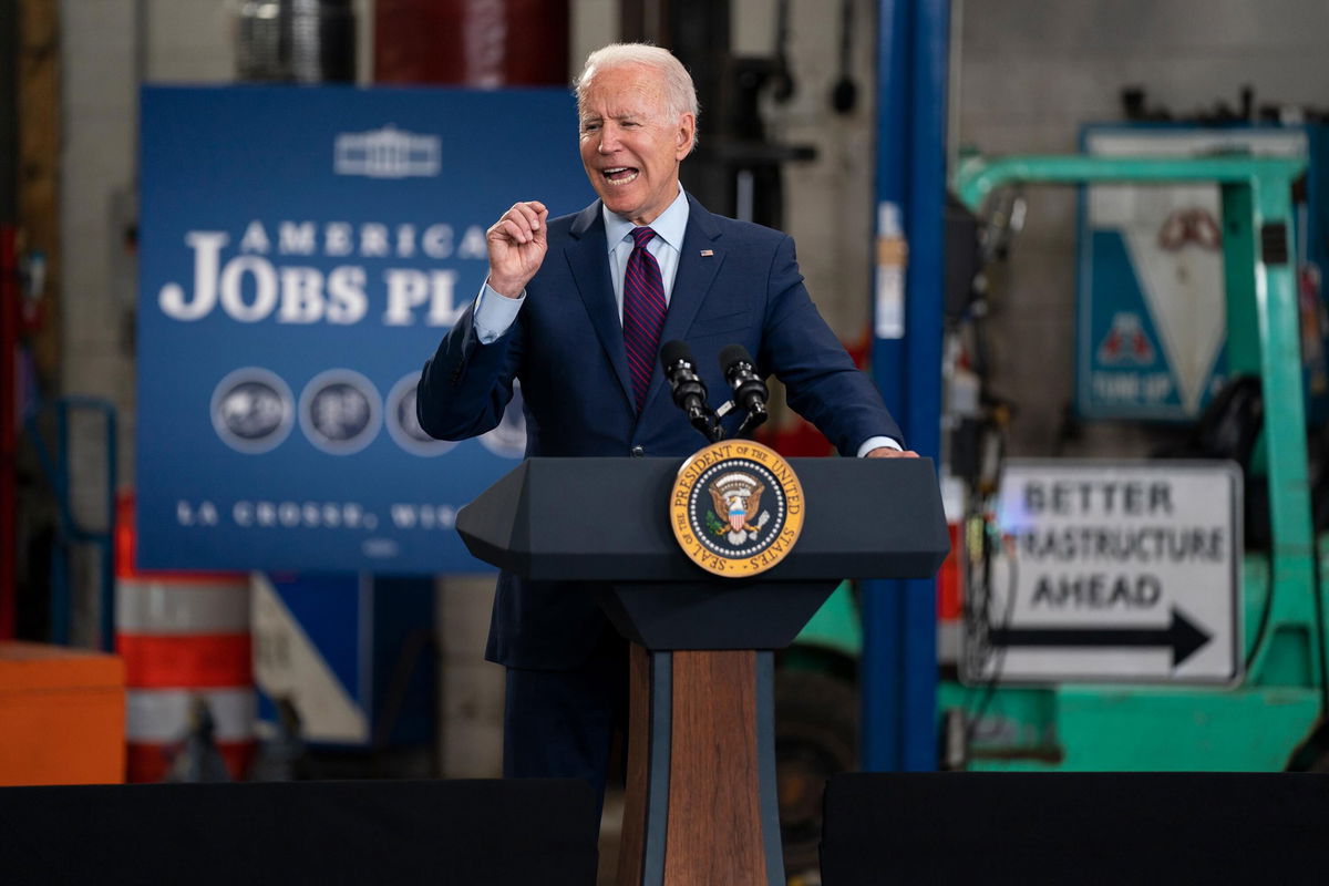 <i>Evan Vucci/AP</i><br/>President Joe Biden speaks about infrastructure spending at the La Crosse Municipal Transit Authority on June 29 in La Crosse