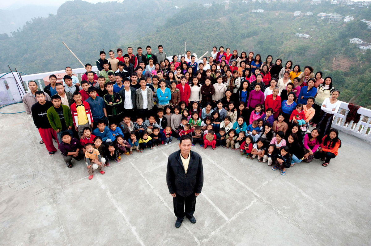 The head of the Ziona family, pictured here n January 30, 2011 in India, has died at the age of 76 and he leaves behind 38 wives and 89 children.