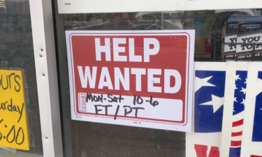 Help wanted sign at Westwood Discount in Pocatello, ID