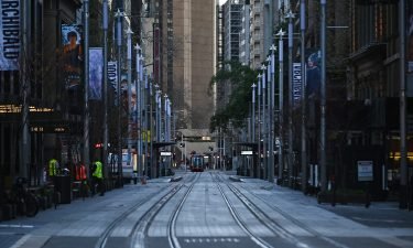 Sydney Central Business District remains empty during the first day of lockdown in Sydney
