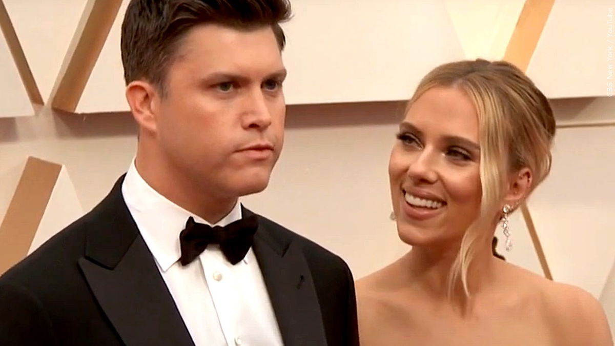 Colin Jost and Scarlett Johansson