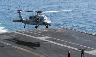 A US Navy helicopter crashed off the San Diego coast Tuesday. Pictured is an MH-60S Knighthawk helicopter landing on the flight deck of the aircraft carrier USS Harry S. Truman.