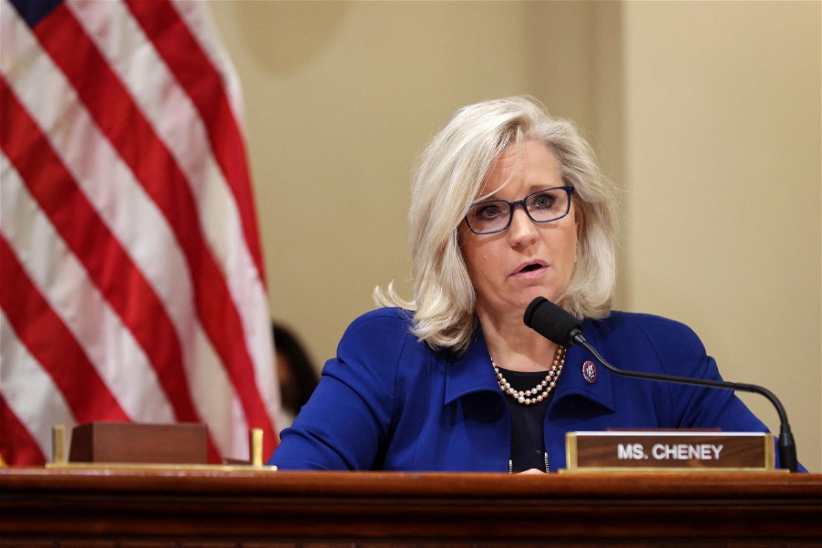 <i>Chip Somodevilla/AFP/POOL/Getty Images</i><br/>Rep. Liz Cheney speaks at a hearing investigating the January 6 attack on the US Capitol