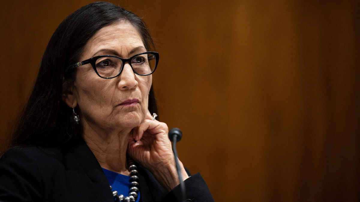 <i>JIM WATSON/AFP via Getty Images</i><br/>Interior Secretary Deb Haaland