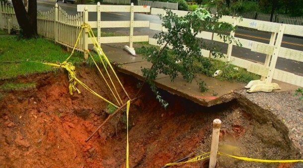 <i>WLOS</i><br/>A sinkhole located on private property along Montford Avenue in Asheville