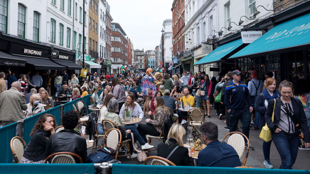Diners in London after the UK's restrictions were lifted this summer.