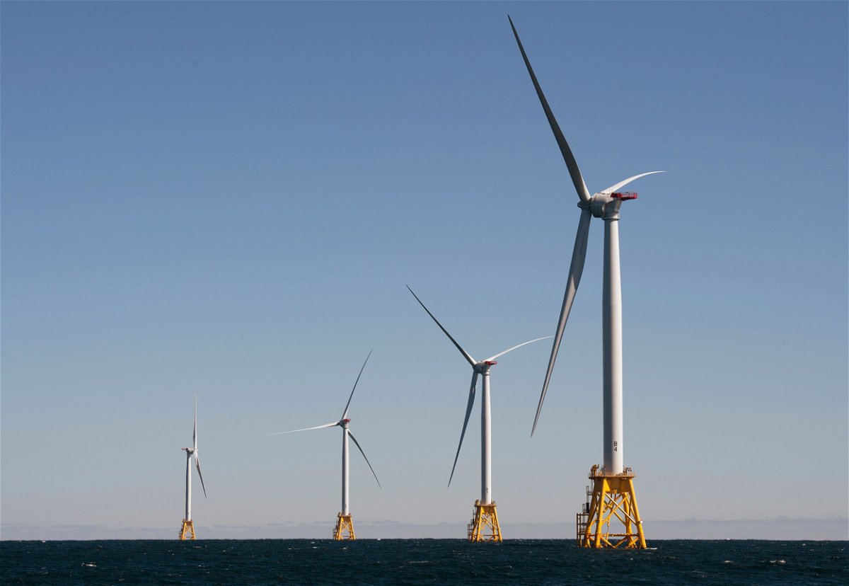 <i>Don Emmert/AFP/Getty Images/FILE</i><br/>Wind turbines tower over the water off the shores of Block Island