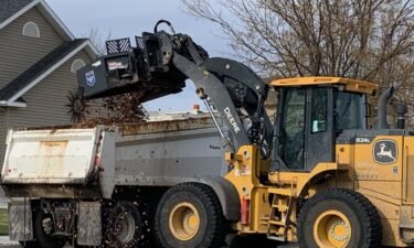 public works crews dumping leaves