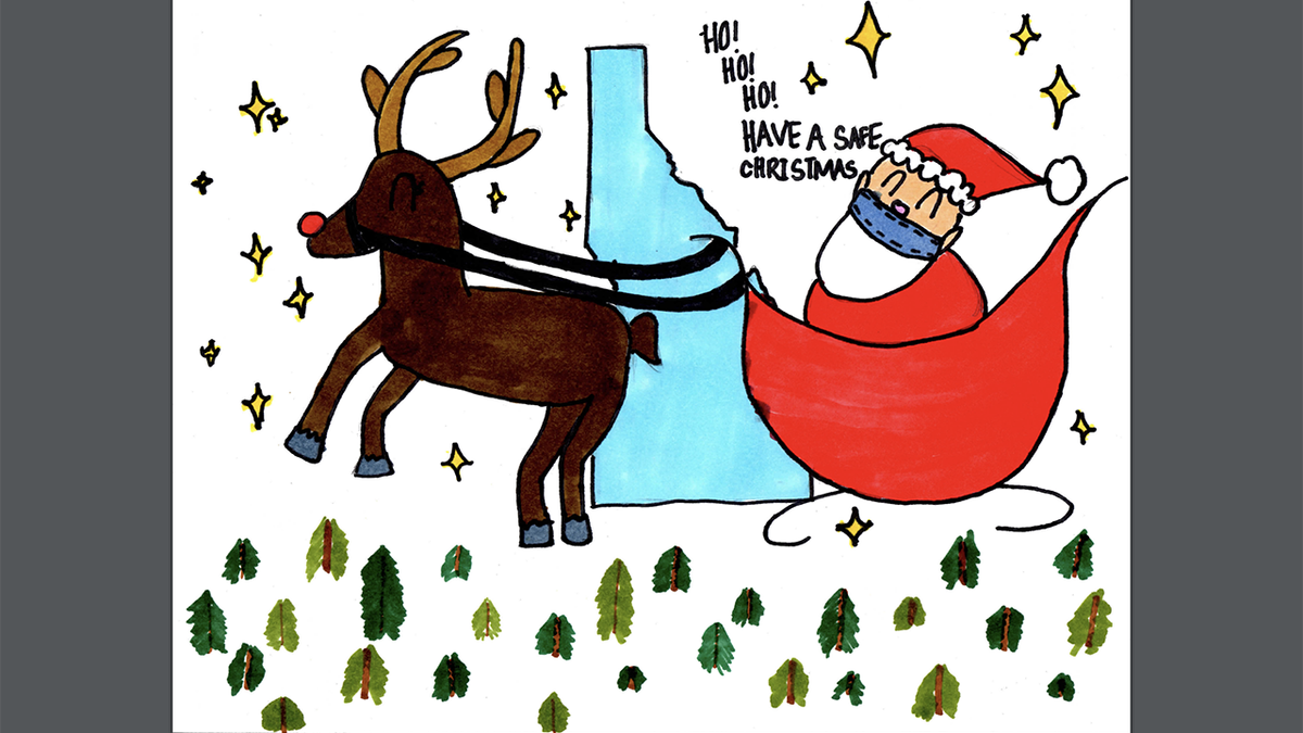 Last year’s winning SDE holiday card art by Raen Ifurung, a sixth-grader at Sage International School of Boise.