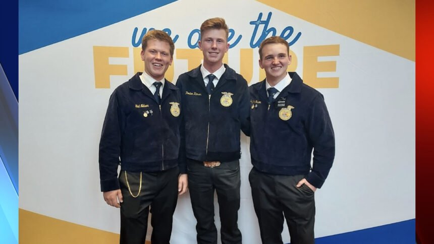 Rigby FFA_Proficiency Finalists- Tad Nelson – national champion Landscape Management, Porter Hanson – national runner up Forage Production, Brigham Nelson – national runner up Turfgrass Management.