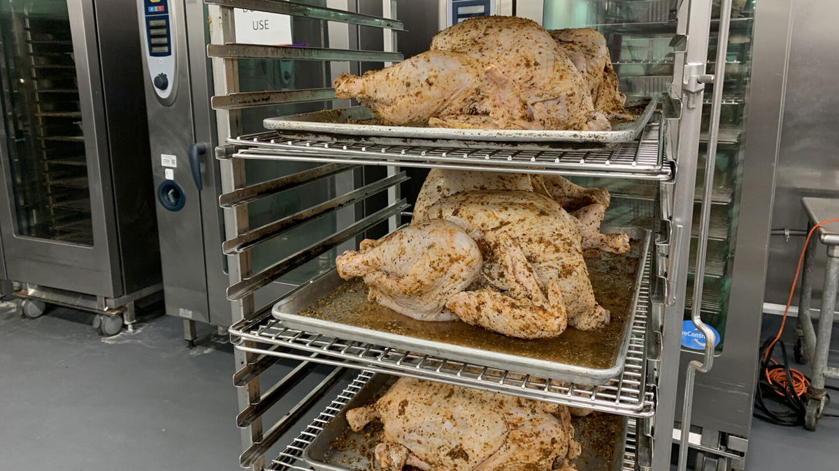 <i>Rosa Flores/CNN</i><br/>City Wide Club prepares turkey meals for tens of thousands of people on Thanksgiving through their Super Feast event in Houston