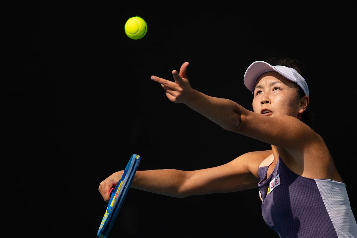 <i>Bai Xue/Xinhua/Getty Images</i><br/>Peng Shuai of China serves to Hibino Nao of Japan during their women's singles first round match at the Australian Open tennis championship in Melbourne