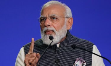 India's Prime Minister Narendra Modi speaks at the COP26 summit on November 2 in Glasgow