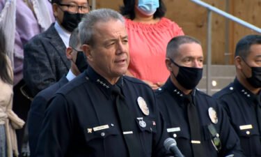 LAPD Chief Michel Moore shared details Thursday of the arrests of 11 people accused of committing coordinated robberies and burglaries.