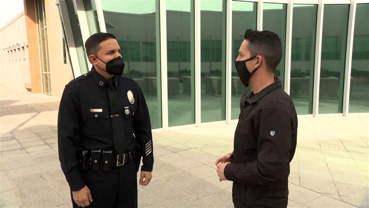 <i>Chris Audick/CNN</i><br/>LAPD Capt. Jon Pinto tells CNN's Josh Campbell officers are trained to use 