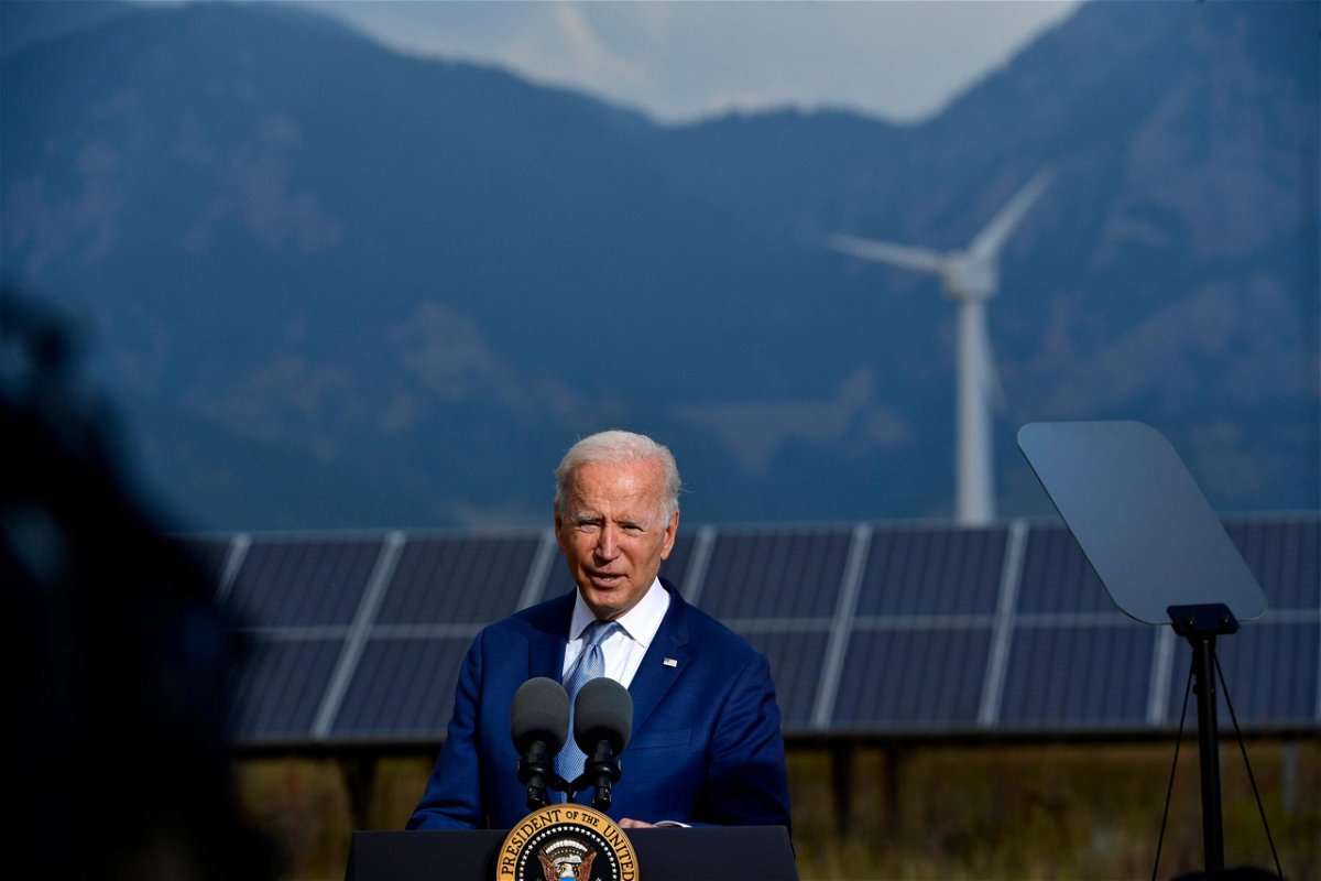 <i>Helen H. Richardson/MediaNews Group/The Denver Post/Getty Images</i><br/>President Joe Biden speaks in September in Arvada