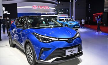A Toyota IZOA electric car is seen during the 19th Shanghai International Automobile Industry Exhibition in Shanghai on April 19.