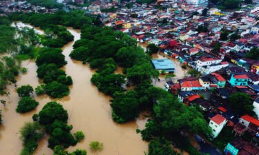 An aerial view of floods in the city of Itapetinga on December 26.