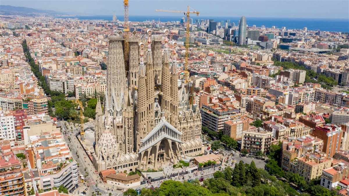 Sagrada Familia, Basilica and Expiatory Church of the Holy Family, an unfinished Roman Catholic church designed by Catalan architect Antoni Gaudi is seen on July 13, 2019 in Barcelona, Spain.
