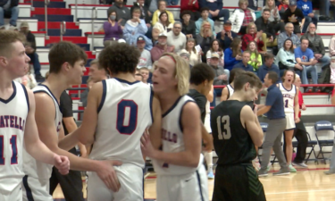 Julian Bowie celebrates with teammates in Pocatello victory