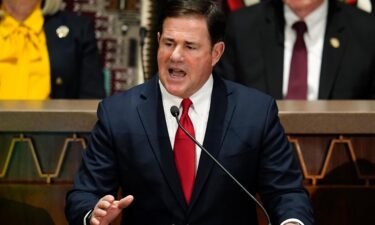 Arizona Republican Gov. Doug Ducey gives his state of the state address at the Arizona Capitol