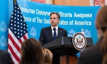 Blinken says Sunday 'a single additional Russian force' entering Ukraine would trigger US response. Blinken here speaks at the US embassy in Kyiv on January 19.