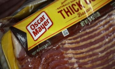 A package of Oscar Meyer bacon is displayed on a grocery store shelf in San Rafael