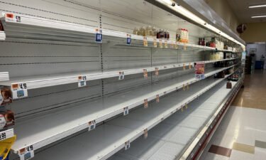 Empty shelves over the weekend at a local Giant Foods supermarket in Alexandria