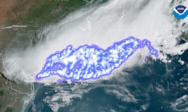 Lightning imagery over the southern United States from the NOAA showing the longest horizontal lightning flash recorded via the Geostationary Lightning Mapper.