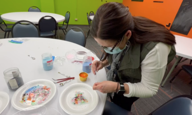 Glass hearts being created at Idaho Museum of Natural History